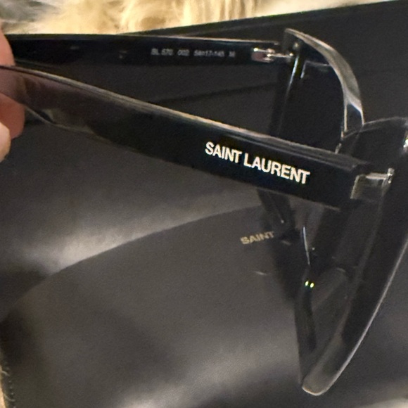 Saint Laurent NWOT Sexy Black Cat-Eye Sunglasses $495 w/ silver accents & case. main image 8